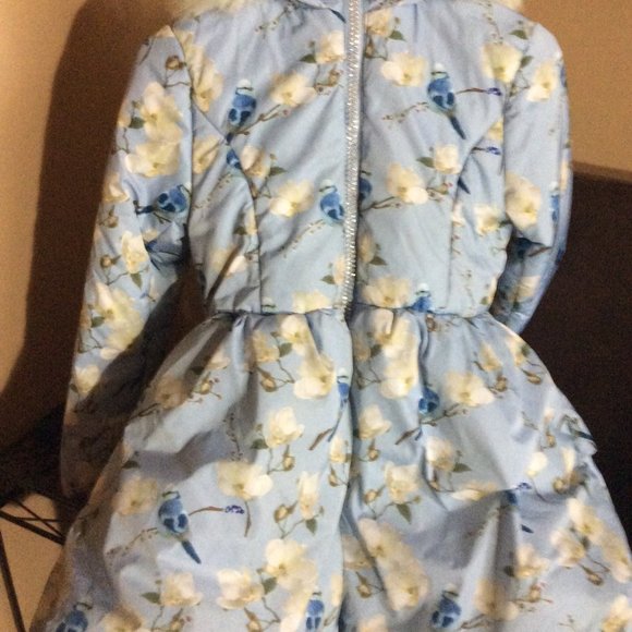Designer Childs Coat by A dee, Blue and White. Size 12 - Picture 2 of 5